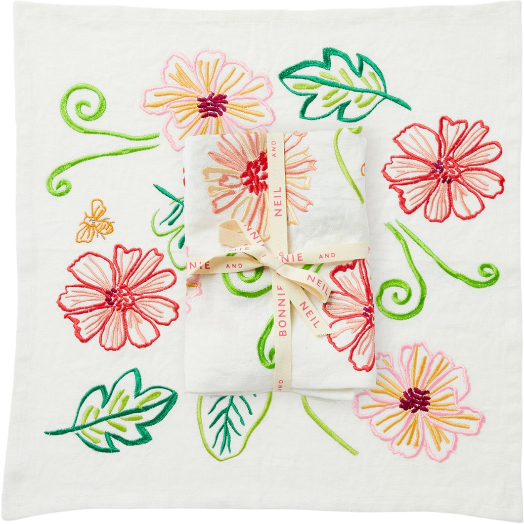 Tendril Multi Embroidered Napkins (set of 4)