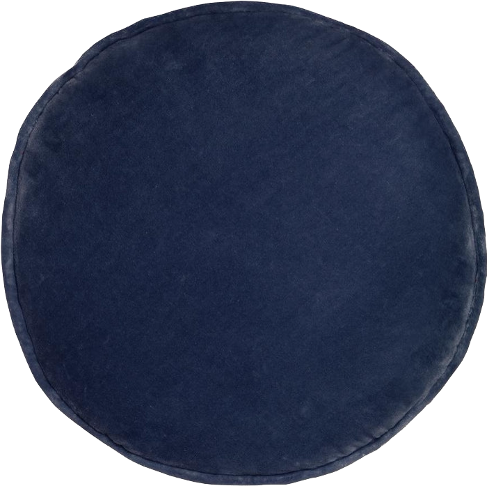 French Navy Velvet Penny Round Cushion