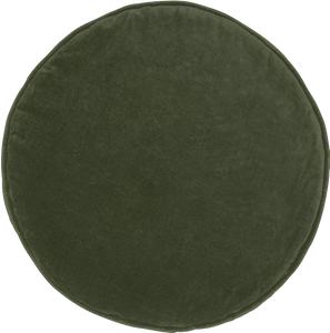 Olive Velvet Penny Round Cushion