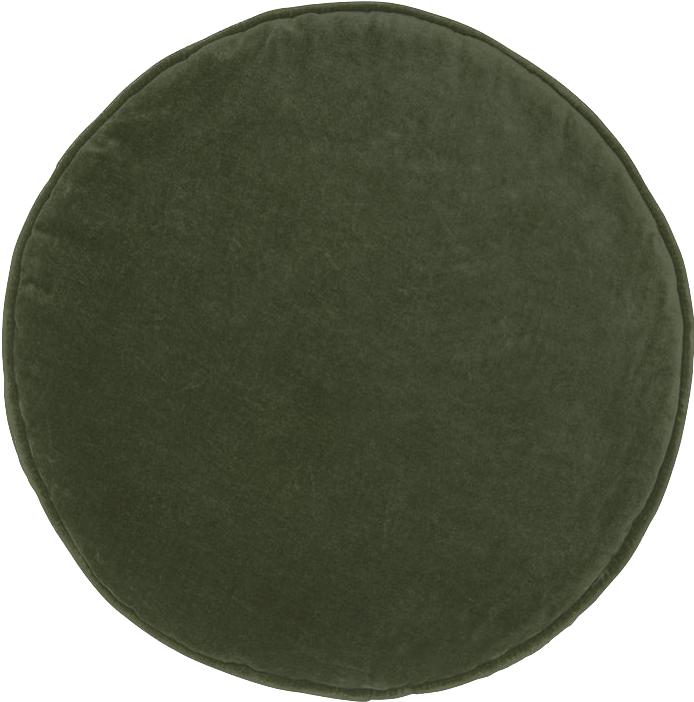 Olive Velvet Penny Round Cushion