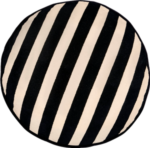 Black Stripe Velvet Round Cushion