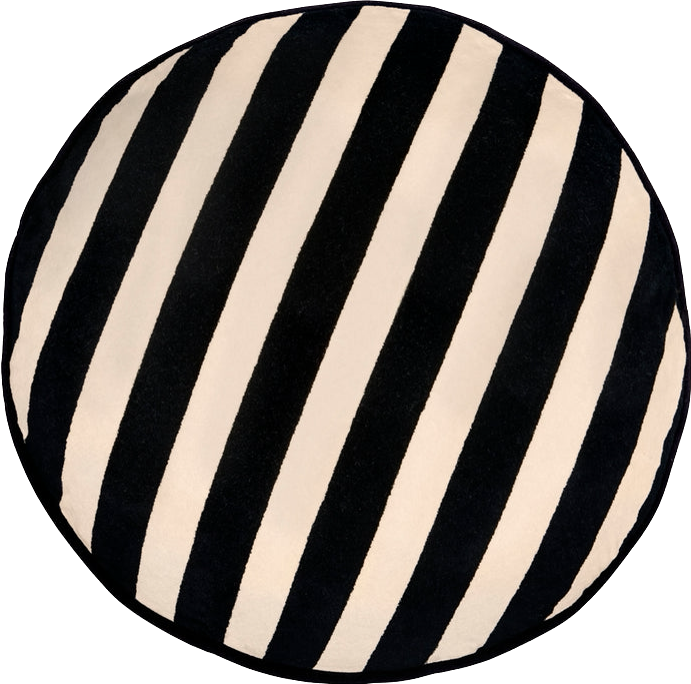 Black Stripe Velvet Round Cushion