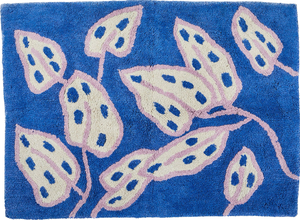 Spotted Begonia Blue Bath Mat