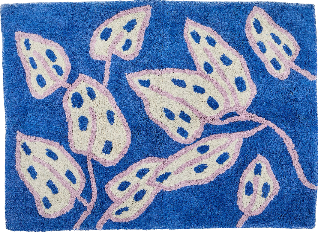 Spotted Begonia Blue Bath Mat