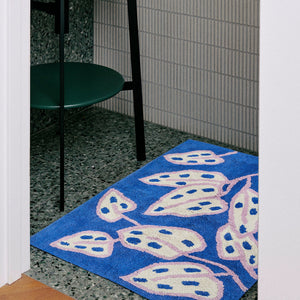 Spotted Begonia Blue Bath Mat