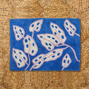 Spotted Begonia Blue Bath Mat